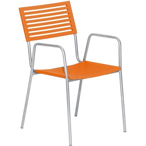 Schaffner Stuhl Lamello mit Armlehnen orange-alusilber