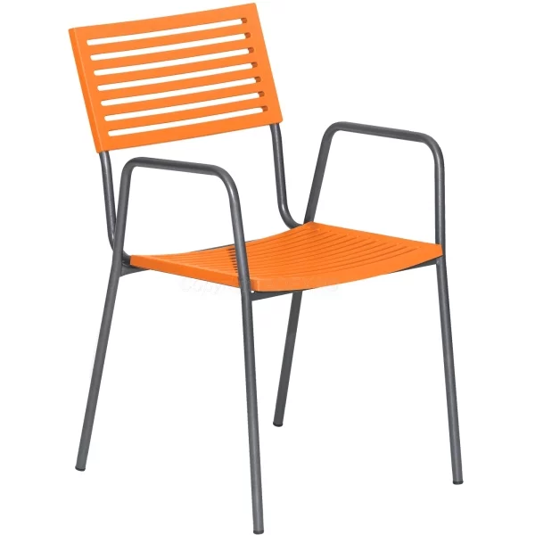 Schaffner Stuhl Lamello mit Armlehnen orange-anthrazit